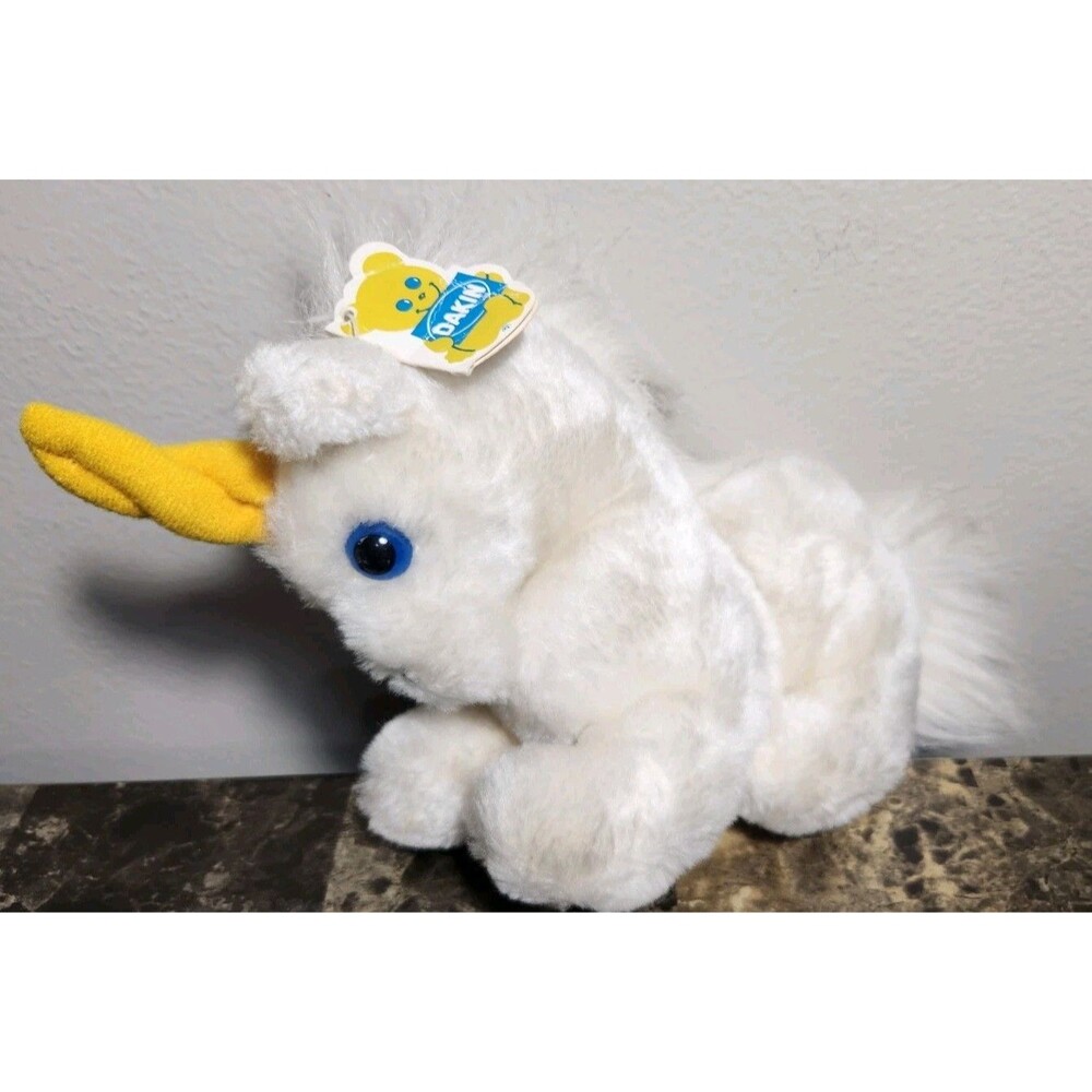 Dakin Venus Unicorn White 9" Beanbag Plush Horn Laying Stuffed Animal Vtg 1982